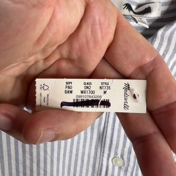 Madewell $88 Drapey Long-Sleeve Popover Shirt in Stripe Size M NT776 - Picture 4 of 7